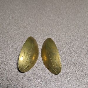 Vintage Audrey Schenk Brass Leaf Earrings